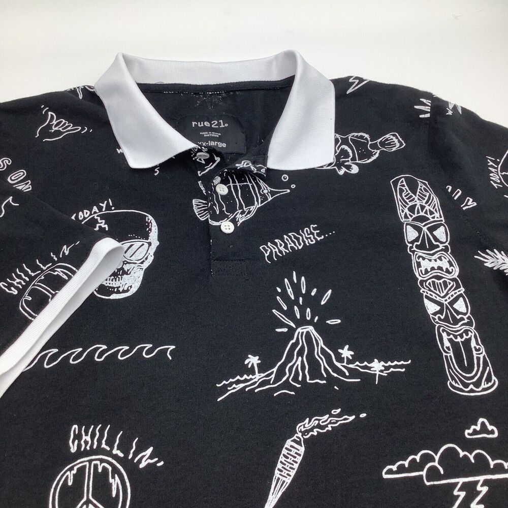 Rue21 Mens Short Sleeve Polo Black Size XXL